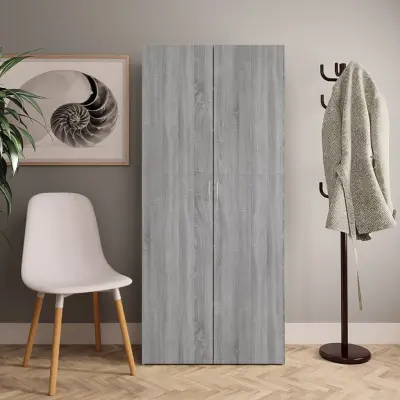 The Living Store Omarica za čevlje siva sonoma 80x35,5x180 cm inženirski les - Omara Za Čevlje