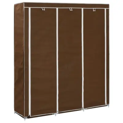 The Living Store Garderobna omara s predelki in palicami rjava 150x45x175cm - Garderobna Omara