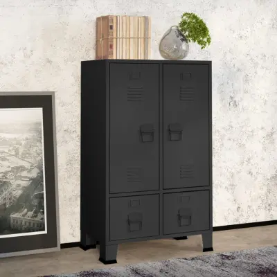 The Living Store Industrijska garderobna omara antracitna 67x35x107 cm jeklo - Garderobna Omara