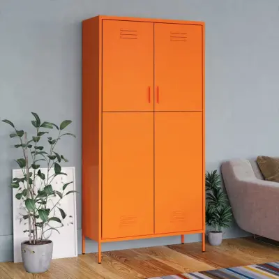 The Living Store Garderobna omara oranžna 90x50x180 cm jeklo - Garderobna Omara