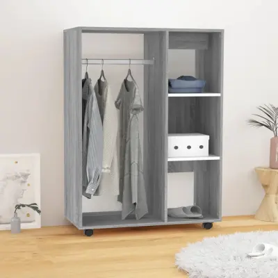 The Living Store Garderobna omara siva sonoma 80x40x110 cm konstruiran les - Garderobna Omara