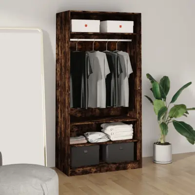 The Living Store Garderobna omara dimljeni hrast 100x50x200 cm inženirski les - Garderobna Omara