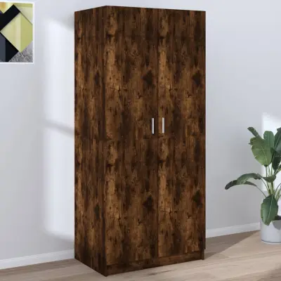 The Living Store Garderobna omara dimljeni hrast 80x52x180 cm konstruiran les - Garderobna Omara