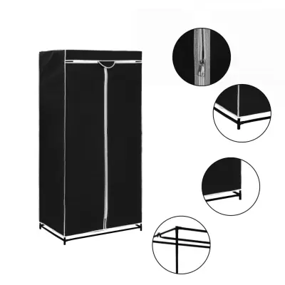 The Living Store Garderobna omara 75x50x160 cm črna - Garderobna Omara