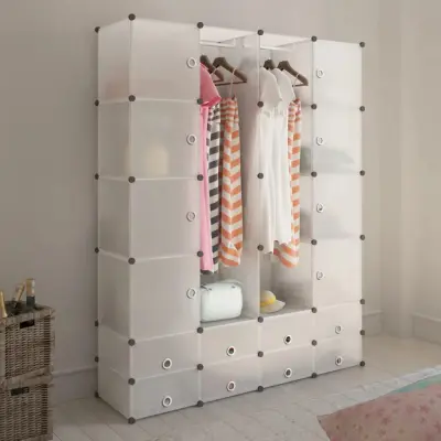 The Living Store Modularna omara z 18 predelki bela 37x146x180,5 cm - Modularna Omara