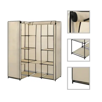 The Living Store Kotna garderobna omara 130x87x169 cm krem - Garderobna Omara