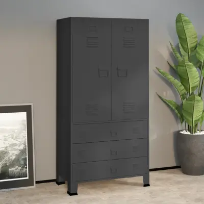The Living Store Garderobna omara antracitna 90x50x180 cm kovina - Garderobna Omara