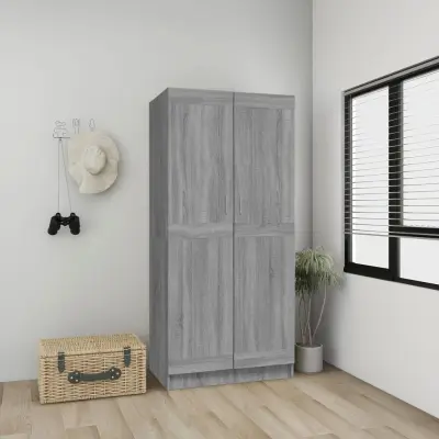 The Living Store Garderobna omara siva sonoma 82,5x51,5x180 cm inženirski les - Garderobna Omara