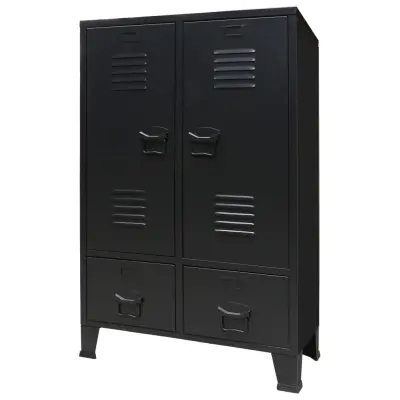 The Living Store Kovinska omara v industrijskem stilu 67x35x107 cm črna -