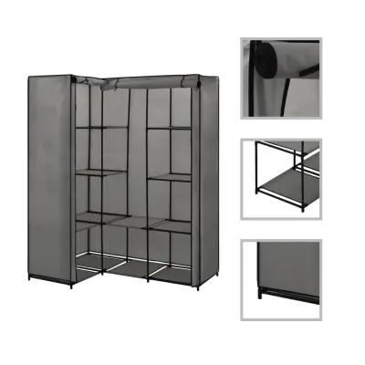 The Living Store Kotna garderobna omara 130x87x169 cm siva - Garderobna Omara