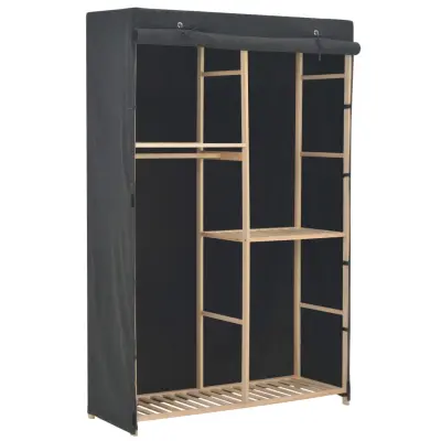 The Living Store Garderobna omara 3-nadstropna 110x40x170 cm sivo blago - Garderobna Omara