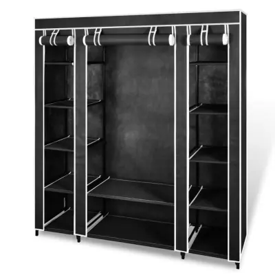The Living Store Garderobna omara iz blaga s predelki 45x150x176 cm črna - Omara
