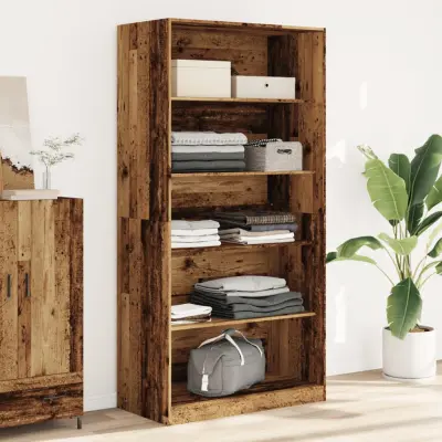The Living Store Garderobna omara starinski les 100x50x200 cm inženirski les - Garderobna Omara