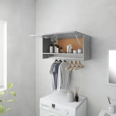 The Living Store Garderobna omara betonsko siva 70x32,5x35 cm iverna plošča - Garderobna Omarica