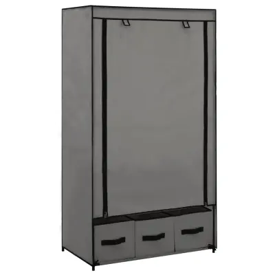 The Living Store Garderobna omara siva 87x49x159 cm iz blaga - Garderobna Omara