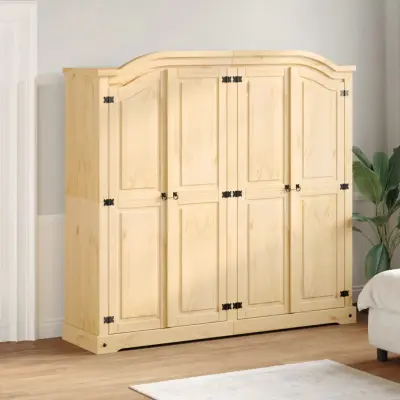 The Living Store Garderobna omara Corona 194x52x186 cm trdna borovina - Garderobna Omara