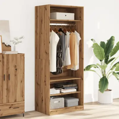 The Living Store Garderobna omara artisan hrast 80x50x200 cm inženirski les - Garderobna Omara