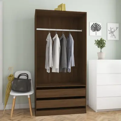 The Living Store Garderobna omara rjavi hrast 100x50x200 cm inženirski les - Garderobna Omara