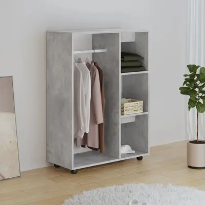 The Living Store Garderobna omara betonsko siva 80x40x110 cm iverna plošča - Garderobna Omara