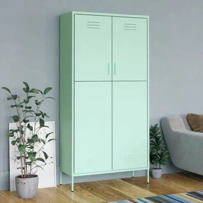The Living Store Garderobna omara mint zelena 90x50x180 cm jeklo - Garderobna Omara