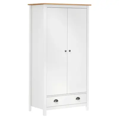The Living Store Garderobna omara z 2 vrati Hill bela 89x50x170 cm borovina - Garderobna Omara