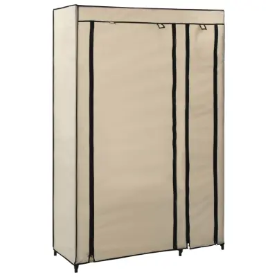 The Living Store Zložljiva garderobna omara blago 110x45x175 cm krem - Zložljiva Omara