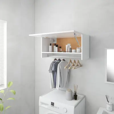 The Living Store Garderobna omara bela 70x32,5x35 cm iverna plošča - Garderobna Omarica