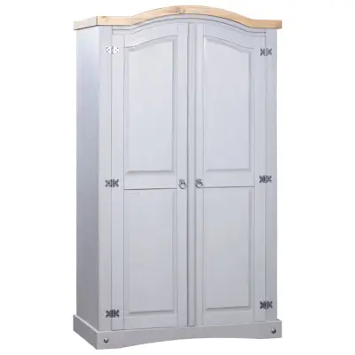 The Living Store Garderobna omara mehiška borovina Corona Range z 2 vrati siva - Garderobna Omara