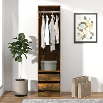 The Living Store Omara s predali dimljeni hrast 50x50x200 cm konstruiran les - Garderobna Omara