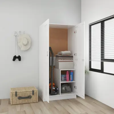 The Living Store Garderobna omara bela 82,5x51,5x180 cm iverna plošča - Garderobna Omara