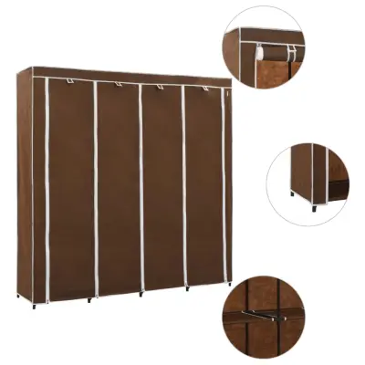 The Living Store Garderobna omara s 4 predelki rjava 175x45x170 cm - Garderobna Omara