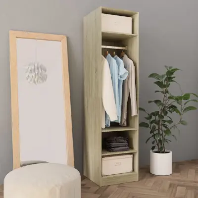 The Living Store Garderobna omara sonoma hrast 50x50x200 cm iverna plošča - Garderobna Omara