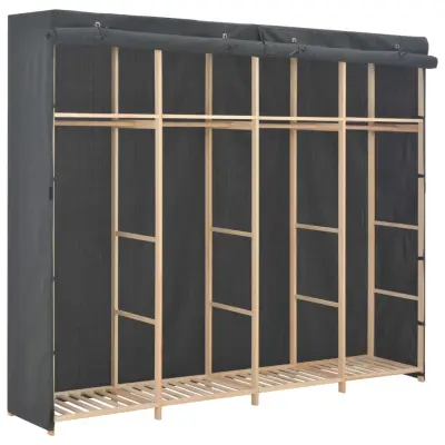 The Living Store Garderobna omara siva 200x40x170 cm iz blaga - Garderobna Omara