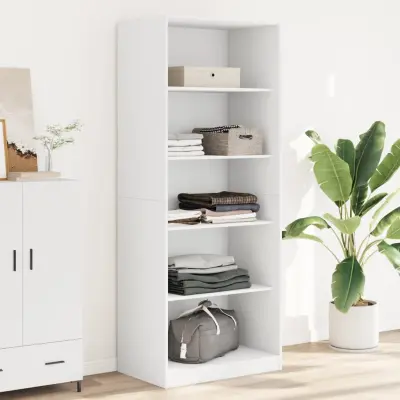 The Living Store Garderobna omara bela 80x50x200 cm inženirski les - Garderobna Omara