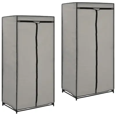 The Living Store Garderobne omare 2 kosa 75x50x160 cm sive - Garderobna Omara