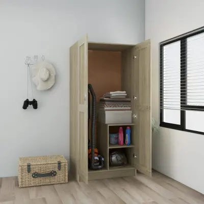 The Living Store Garderobna omara sonoma hrast 82,5x51,5x180 cm iverna plošča - Garderobna Omara