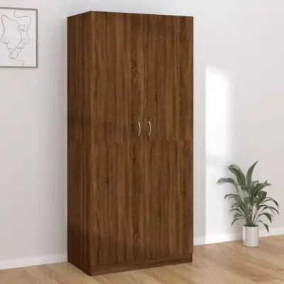 The Living Store Garderobna omara rjavi hrast 90x52x200 cm konstruiran les - Garderobna Omara