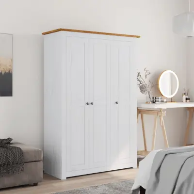 The Living Store Garderobna omara s 3 predali bela 118x50x171,5 cm Panama Range - Garderobna Omara