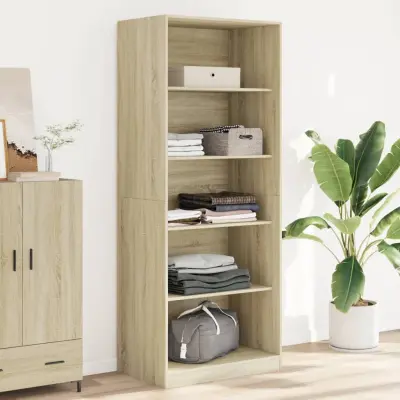 The Living Store Garderobna omara sonoma hrast 80x50x200 cm inženirski les - Garderobna Omara