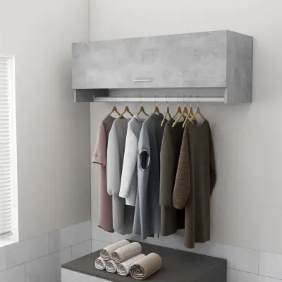 The Living Store Garderobna omara betonsko siva 100x32,5x35 cm iverna plošča - Garderobna Omara