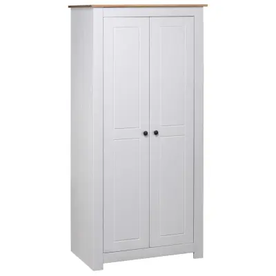 The Living Store Garderobna omara bela 80x50x171,5 cm trdna borovina Panama - Garderobna Omara