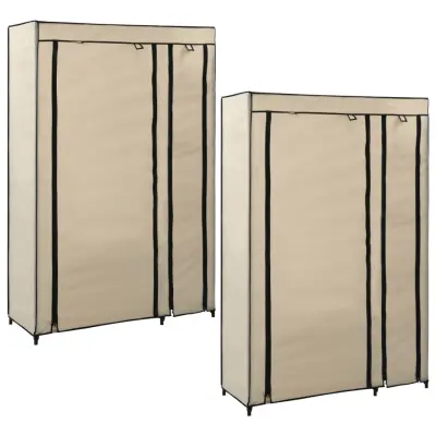 The Living Store Zložljiva garderobna omara 2 kosa blago 110x45x175 cm krem - Zložljiva Omara