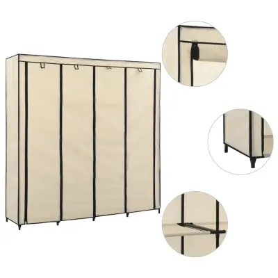 The Living Store Garderobna omara s 4 predelki krem 175x45x170 cm - Garderobna Omara