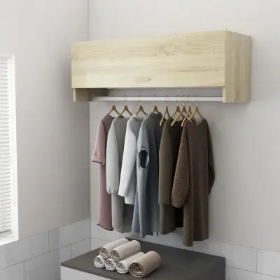 The Living Store Garderobna omara sonoma hrast 100x32,5x35 cm iverna plošča - Garderobna Omara