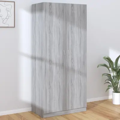 The Living Store Garderobna omara siva sonoma 90x52x200 cm konstruiran les - Garderobna Omara