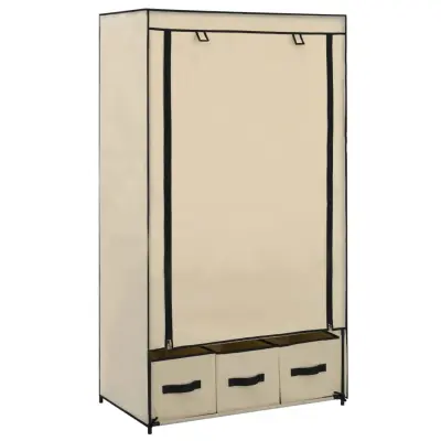 The Living Store Garderobna omara krem 87x49x159 cm iz blaga - Garderobna Omara