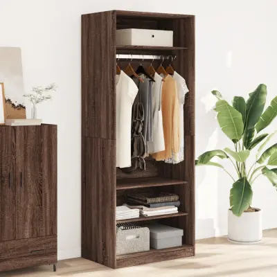 The Living Store Garderobna omara rjavi hrast 80x50x200 cm inženirski les - Garderobna Omara