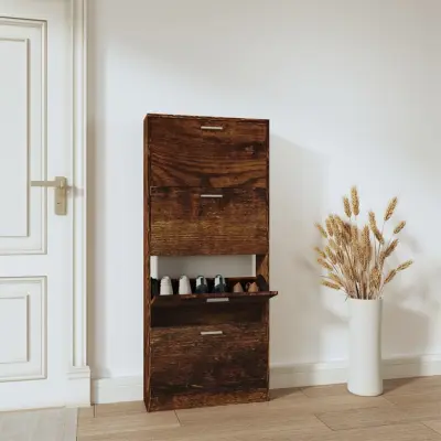 The Living Store Omarica za čevlje dimljeni hrast 59x17x150 cm inženirski les - Omarica Za Čevlje