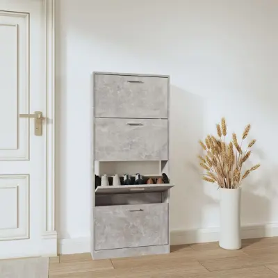 The Living Store Omarica za čevlje betonsko siva 59x17x150 cm inženirski les - Omarica Za Čevlje