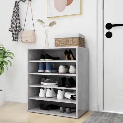 The Living Store Omarica za čevlje betonsko siva 60x35x70 cm iverna plošča - Omara Za Čevlje